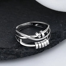 Load image into Gallery viewer, Adjustable Sterling Silver Spinner Ring, Fidget Ring with Rotating Band for Everyday Wear