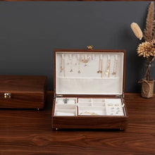 Load image into Gallery viewer, Solid Walnut Double Layer Jewelry Box Organizer