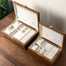 Load image into Gallery viewer, Solid Walnut Double Layer Jewelry Box Organizer