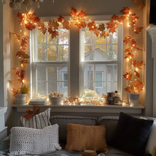 Load image into Gallery viewer, Fairy Light Garland with Ornament Accents in Five Styles, 4.9 Feet Long with Golden Lights for Indoor Decor