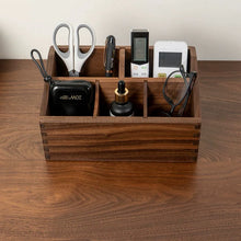 Load image into Gallery viewer, Black Walnut Remote and Desktop Organizer Box