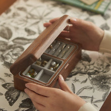 Load image into Gallery viewer, Walnut Velvet Jewelry Box Double Layer Organizer