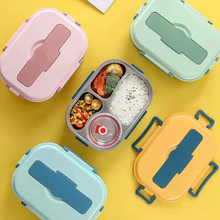 Load image into Gallery viewer, Insulated Stainless Steel Lunch Box with Snap Lock Seal and Divided Compartments