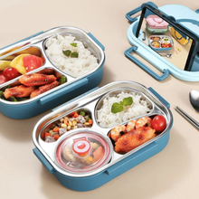 Load image into Gallery viewer, Insulated Stainless Steel Lunch Box with Snap Lock Seal and Divided Compartments