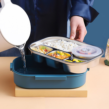 Load image into Gallery viewer, Insulated Stainless Steel Lunch Box with Snap Lock Seal and Divided Compartments