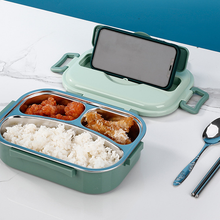 Load image into Gallery viewer, Insulated Stainless Steel Lunch Box with Snap Lock Seal and Divided Compartments