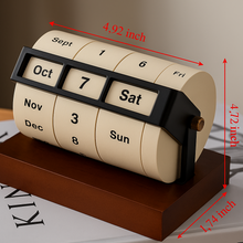 Load image into Gallery viewer, Vintage Wooden Perpetual Flip Calendar – Reusable Rotary Countdown Desk Display