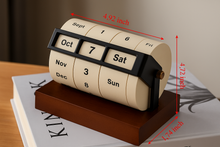 Load image into Gallery viewer, Vintage Wooden Perpetual Flip Calendar – Reusable Rotary Countdown Desk Display