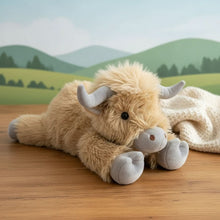 Load image into Gallery viewer, Fluffy Brown Highland Cow Plush Toy with Soft Plush Fabric and PP Cotton Filling for Kids and Adults