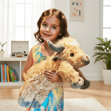 Load image into Gallery viewer, Fluffy Brown Highland Cow Plush Toy with Soft Plush Fabric and PP Cotton Filling for Kids and Adults