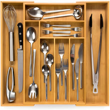 Load image into Gallery viewer, Adjustable Bamboo Drawer Organizer for Effortless Kitchen Storage