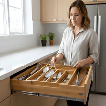 Load image into Gallery viewer, Adjustable Bamboo Drawer Organizer for Effortless Kitchen Storage