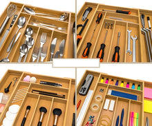 Load image into Gallery viewer, Adjustable Bamboo Drawer Organizer for Effortless Kitchen Storage