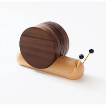 Load image into Gallery viewer, Snail Solid Wood Drink Coasters Made from Walnut and Wenge