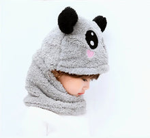 Load image into Gallery viewer, Kids Fuzzy Panda Scarf Hat with Ears