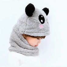 Load image into Gallery viewer, Kids Fuzzy Panda Scarf Hat with Ears