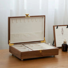 Load image into Gallery viewer, Solid Walnut Double Layer Jewelry Box Organizer
