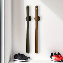 Load image into Gallery viewer, Ergonomic Walnut Magnetic Shoehorn with Wall Mount
