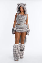 Load image into Gallery viewer, Plush Costume Set with Corset Top and Furry Hood