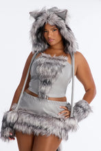 Load image into Gallery viewer, Plush Costume Set with Corset Top and Furry Hood