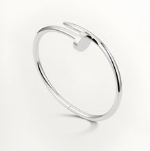 Load image into Gallery viewer, Silver Nail-Inspired Cuff Bracelet, Polished Minimalist Design