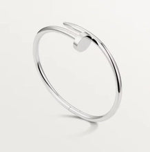 Load image into Gallery viewer, Silver Nail-Inspired Cuff Bracelet, Polished Minimalist Design