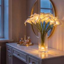 Load image into Gallery viewer, Light Up Calla Lily Bouquet with Ten White Blooms and Warm Glow Standing 15 Inches Tall