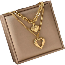 Load image into Gallery viewer, Chic Double-Layer Heart & Cuban Link Chain Choker Necklace