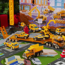Load image into Gallery viewer, Construction Vehicle Advent Calendar with 24 Pieces and City Play Mat for Kids
