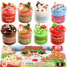 Load image into Gallery viewer, Holiday Slime Countdown Box with 8 Slime Jars and 16 Charm and Sprinkle Packs Behind 24 Windows