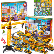 Load image into Gallery viewer, Construction Vehicle Advent Calendar with 24 Pieces and City Play Mat for Kids