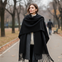 Load image into Gallery viewer, Black Plaid Scarf for Women