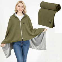 Load image into Gallery viewer, USB Heated Shawl Blanket with Three Heat Levels and Eight Heating Zones