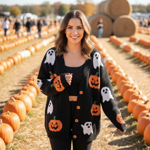 Load image into Gallery viewer, Cozy Pumpkin Knit Sweater for Women Halloween Autumn Long Sleeve Pullover