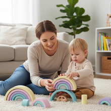 Load image into Gallery viewer, Montessori Rainbow Arch Bridge Wooden Building Blocks for Kids