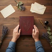 Load image into Gallery viewer, Vintage Heart Embossed Leather Journal, Handmade Genuine Leather Notebook
