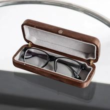 Load image into Gallery viewer, Minimalist Walnut Glasses Case Solid Black Walnut Wood
