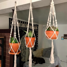 Load image into Gallery viewer, Handmade Macrame Plant Hanger Basket – Knotted Rope Holder for Flower Pots, Balcony, and Home Garden Décor