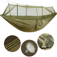 Load image into Gallery viewer, 2-Person Outdoor Hammock with Mosquito Net, Portable Parachute Fabric Camping Bed