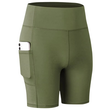 Load image into Gallery viewer, Women's High Waist Yoga Shorts with Pocket