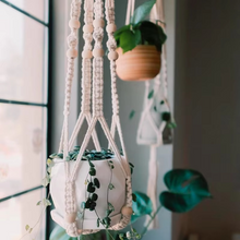 Load image into Gallery viewer, Handmade Macrame Plant Hanger Basket – Knotted Rope Holder for Flower Pots, Balcony, and Home Garden Décor