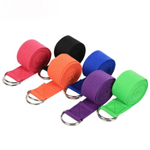 Load image into Gallery viewer, Premium Cotton Yoga Strap with Adjustable D Ring Buckle for Stretching and Pilates