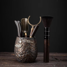 Load image into Gallery viewer, Dragon Gilt Ceramic Tea Set with Pottery Canister and Lotus Pot for Traditional Tea Ceremony
