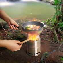 Load image into Gallery viewer, Portable Stainless Steel Wood Burning Camping Stove - Lightweight Outdoor Cooker for Travel and BBQ