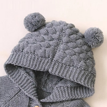 Load image into Gallery viewer, Cozy Knit Hooded Baby Romper with Adorable Bear Ears