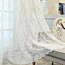Load image into Gallery viewer, Elegant White Lace Tulle Curtains with Floral Design for Bedroom or Living Room