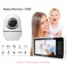 Load image into Gallery viewer, Video Baby Monitor with 5 Inch Screen, Camera, Audio and Temperature Sensor