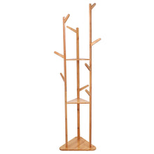 Load image into Gallery viewer, Bamboo Coat Rack Tree with 9 Hooks and 3-Layer Shelf Stand