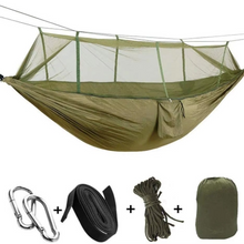 Load image into Gallery viewer, 2-Person Outdoor Hammock with Mosquito Net, Portable Parachute Fabric Camping Bed