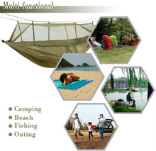 Load image into Gallery viewer, 2-Person Outdoor Hammock with Mosquito Net - Portable Parachute Fabric Camping Bed